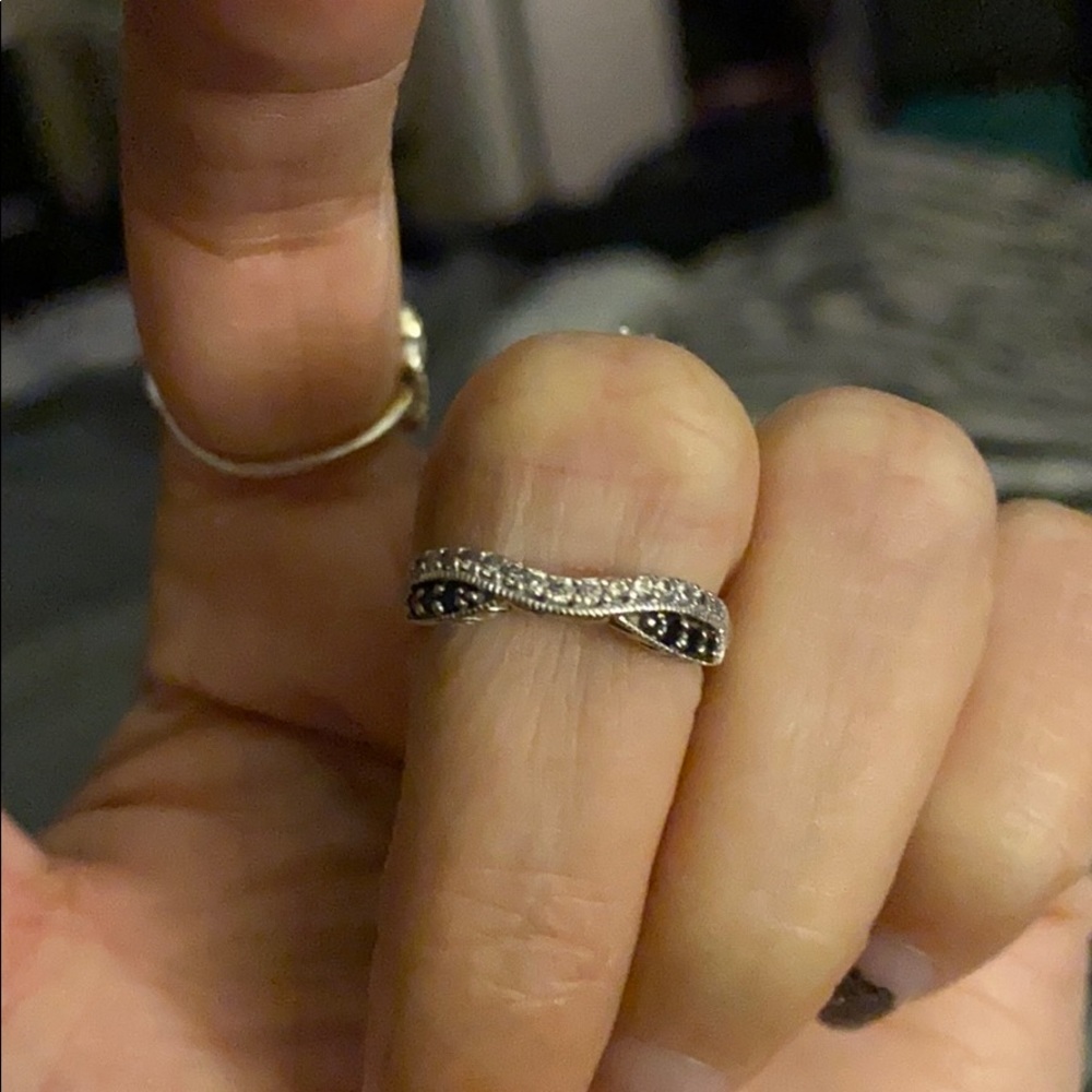 Black and white Diamond wedding band